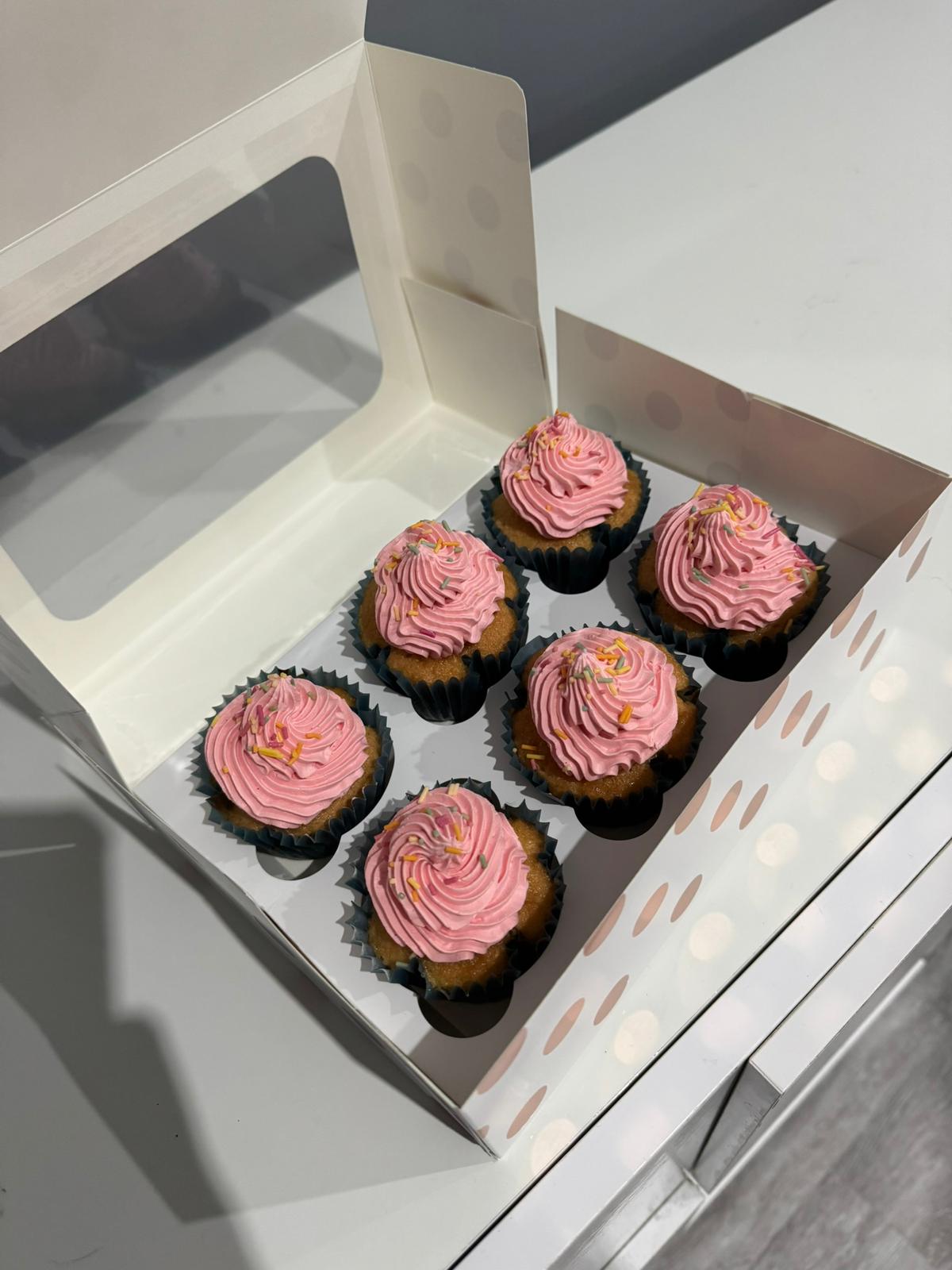 Pink decorated cupcakes